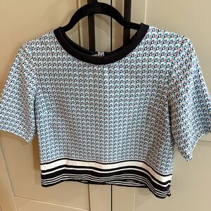 Geometric Print Red White Blue Top